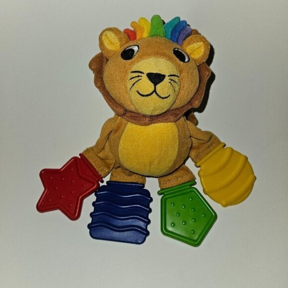 Baby Einstein Teethe & Tug Lion Teether Plush Stuffed Baby Toy Rainbow Colors